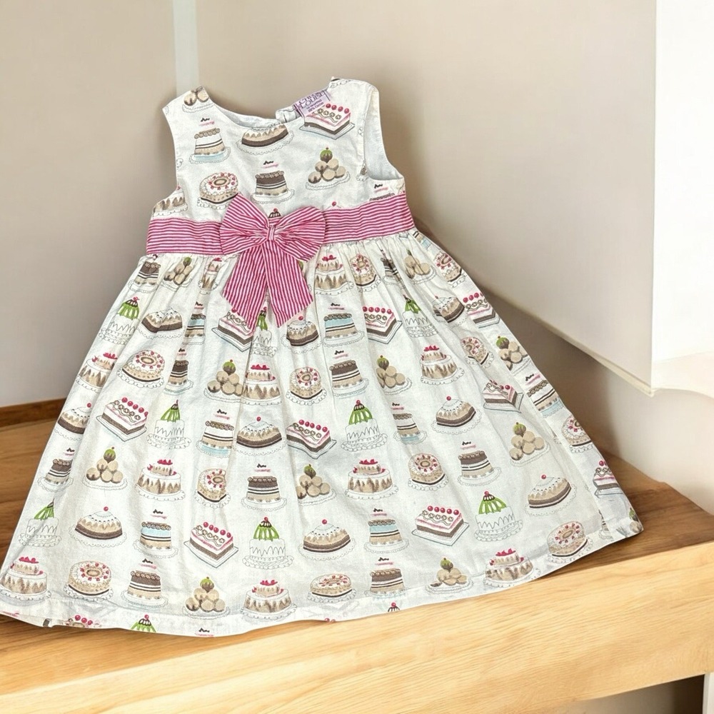 Chloe Louise Birthday Cake Party Fully Lined 100% Cotton Girls Dress 12-18 Mo‎